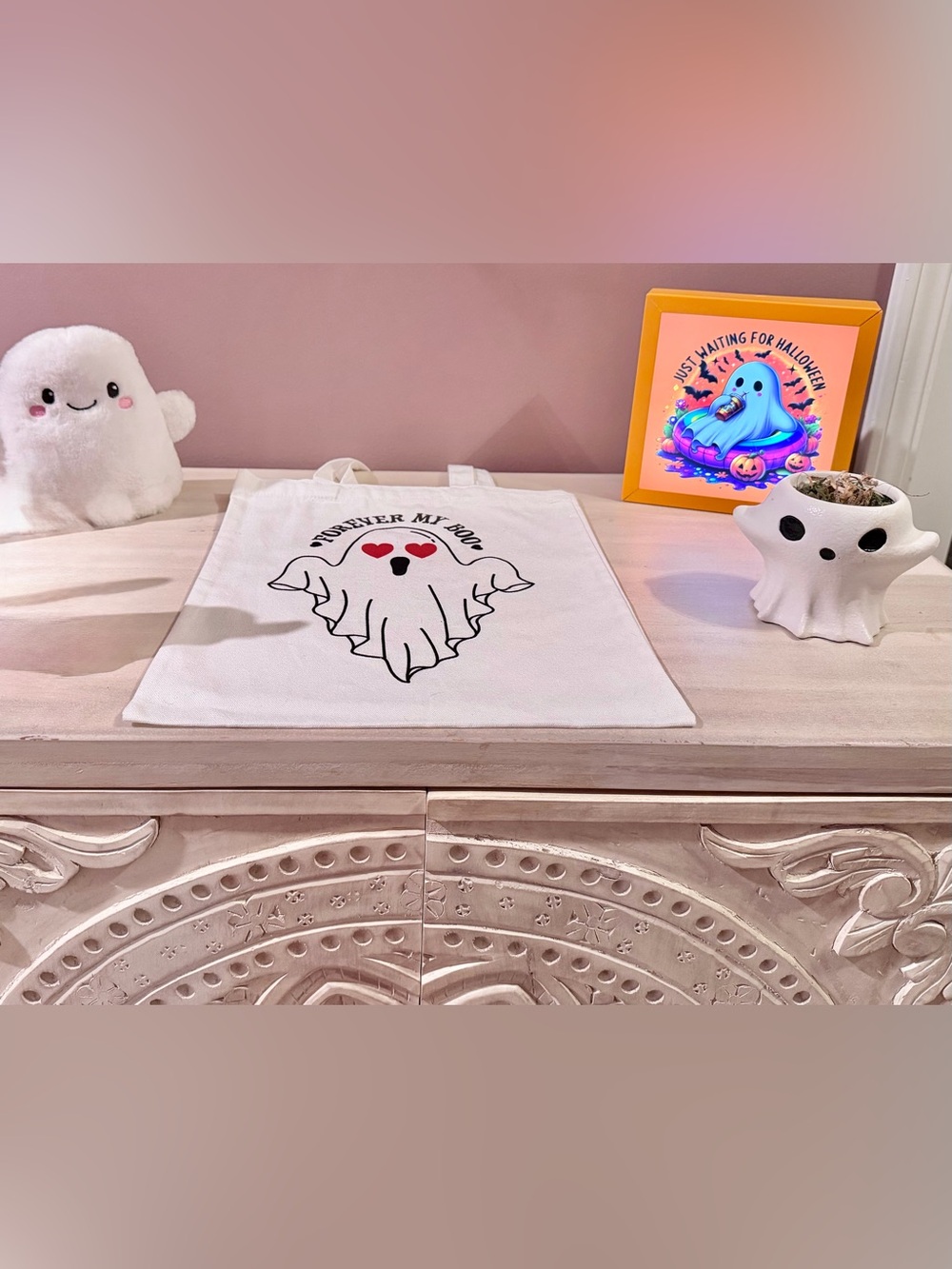 Ghost Plush, LED Halloween Sign, Ghost Tote bag, Ghost Mini Planter